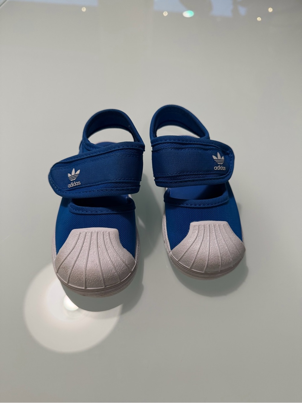 adidas Kids Royal Blue Sandal Sneakers with White Shell Toe